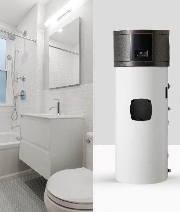 HEATING SANITARY WATER IN THE BATHROOM